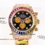 Perfect Replica 40mm Gold Rolex Daytona Rainbow Replica Diamond Bezel Watch